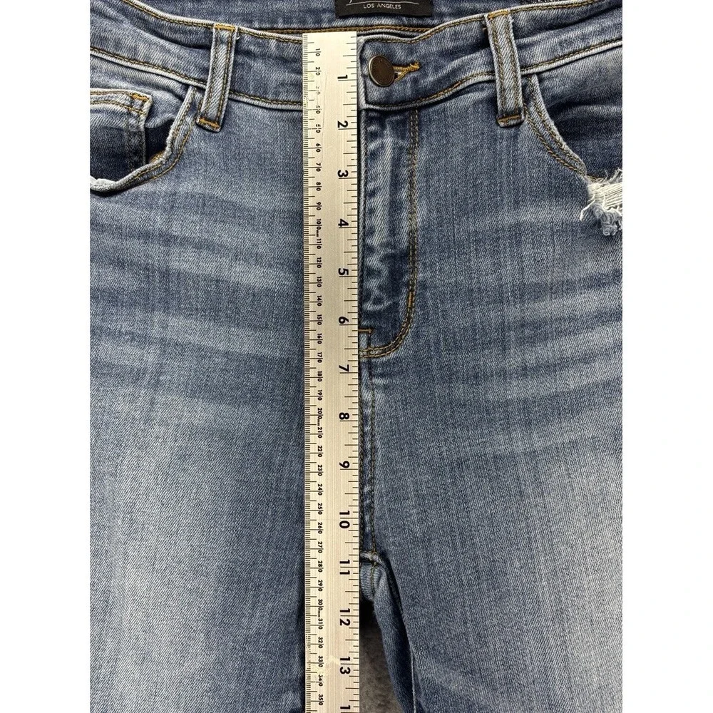 Judy Blue Jeans Womens 13/31 Light Wash Distressed Raw Hem Skinny Casual Stretch - Picture 11 of 12